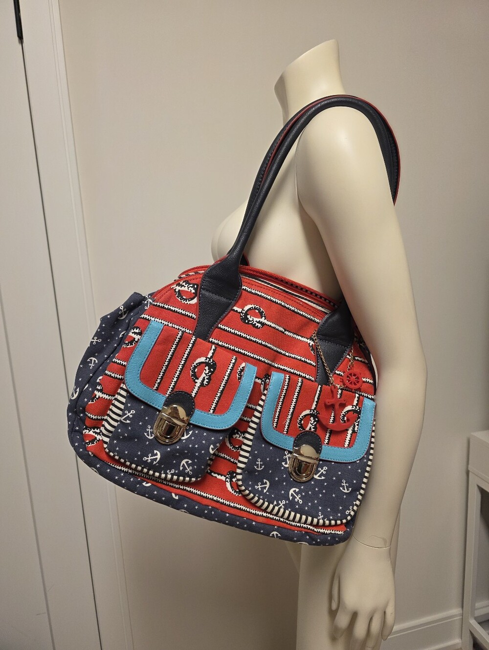 Next Direct Nautical Shoulder Bag With Front Pockets Travel Vacation Beach